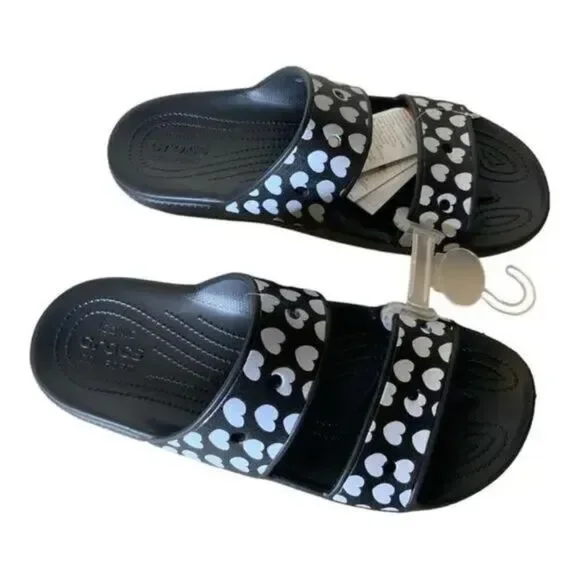 Crocs Heart Print Sandals Men's Size 15 Shoes NEW